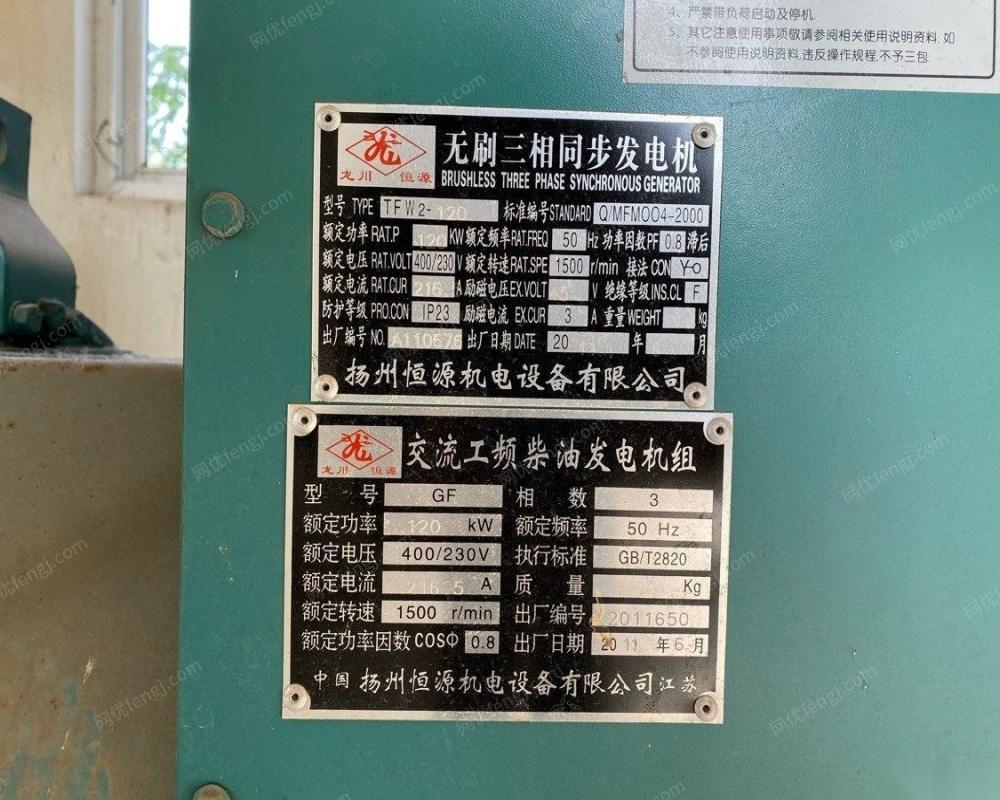 江苏扬州出售1台扬州恒源二手发电机   出售价50000元
