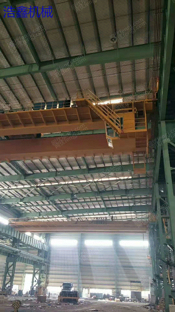 Selling used 50-ton double-beam bridge crane, 33.75 meters span