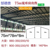 出售75米宽78米长8米高二手钢结构厂房