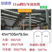 出售41米宽105米长9.5米高二手钢结构厂房