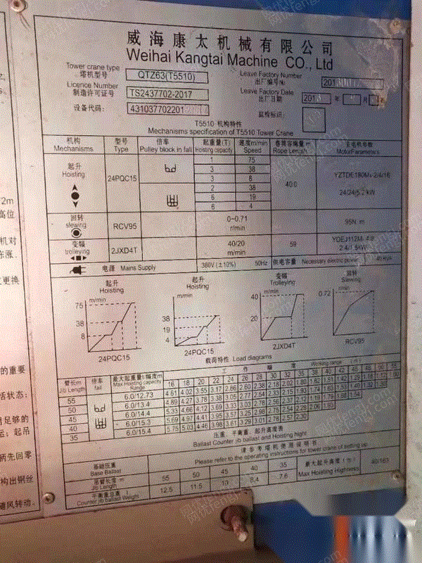 二手塔吊出售