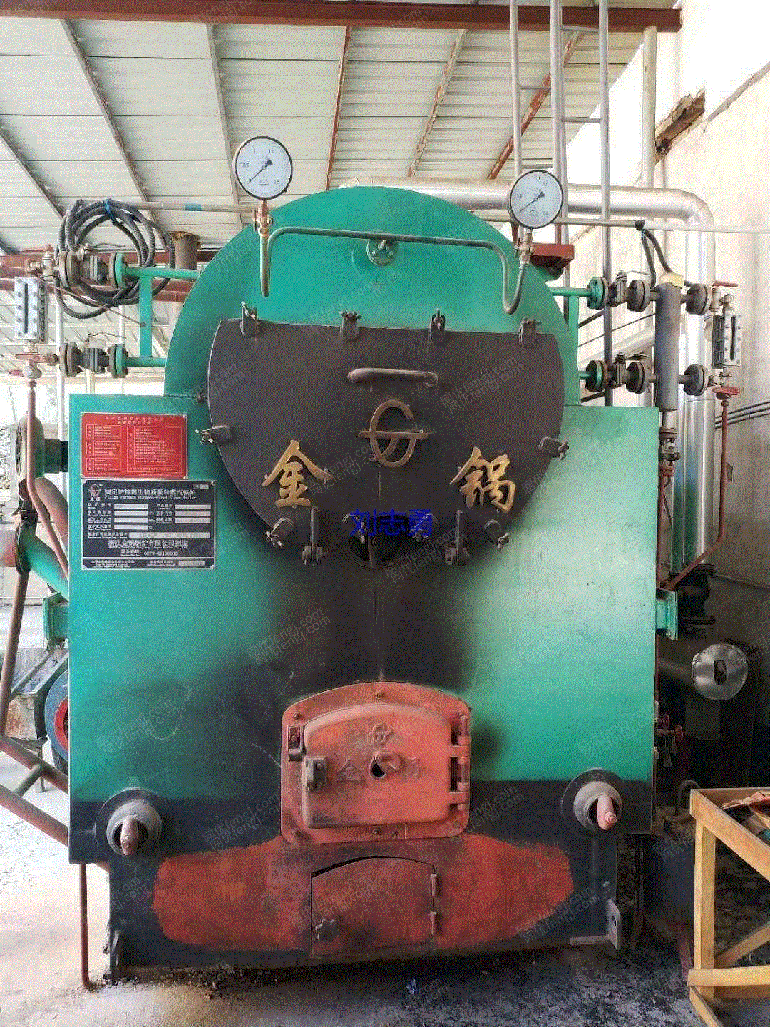 现货库存1吨生物质锅炉,13公斤压力,浙江金锅锅炉,99成新。