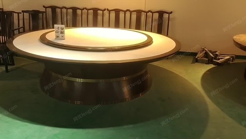 酒店自动大圆桌 全实木雕花电动餐桌 ...