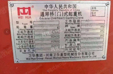 二手双梁行车出售