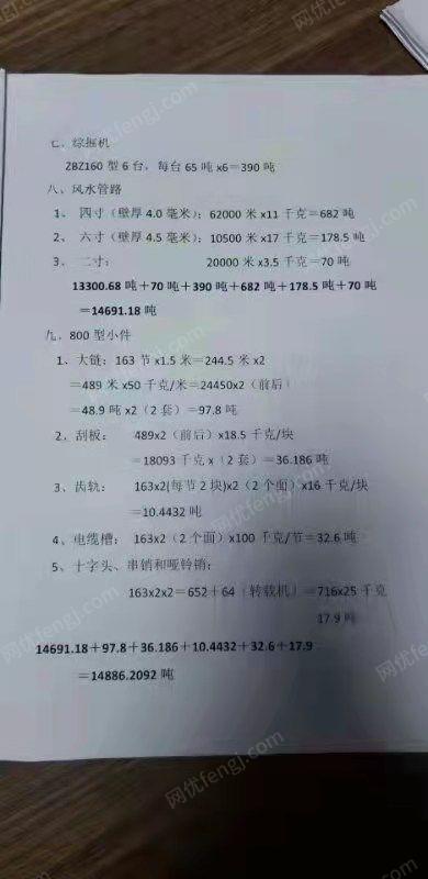 煤矿工字钢1500多吨、综掘机6台390吨出售