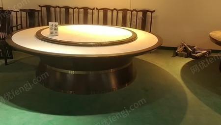酒店电动大圆桌 中式实木餐桌  餐椅 电动转盘餐桌