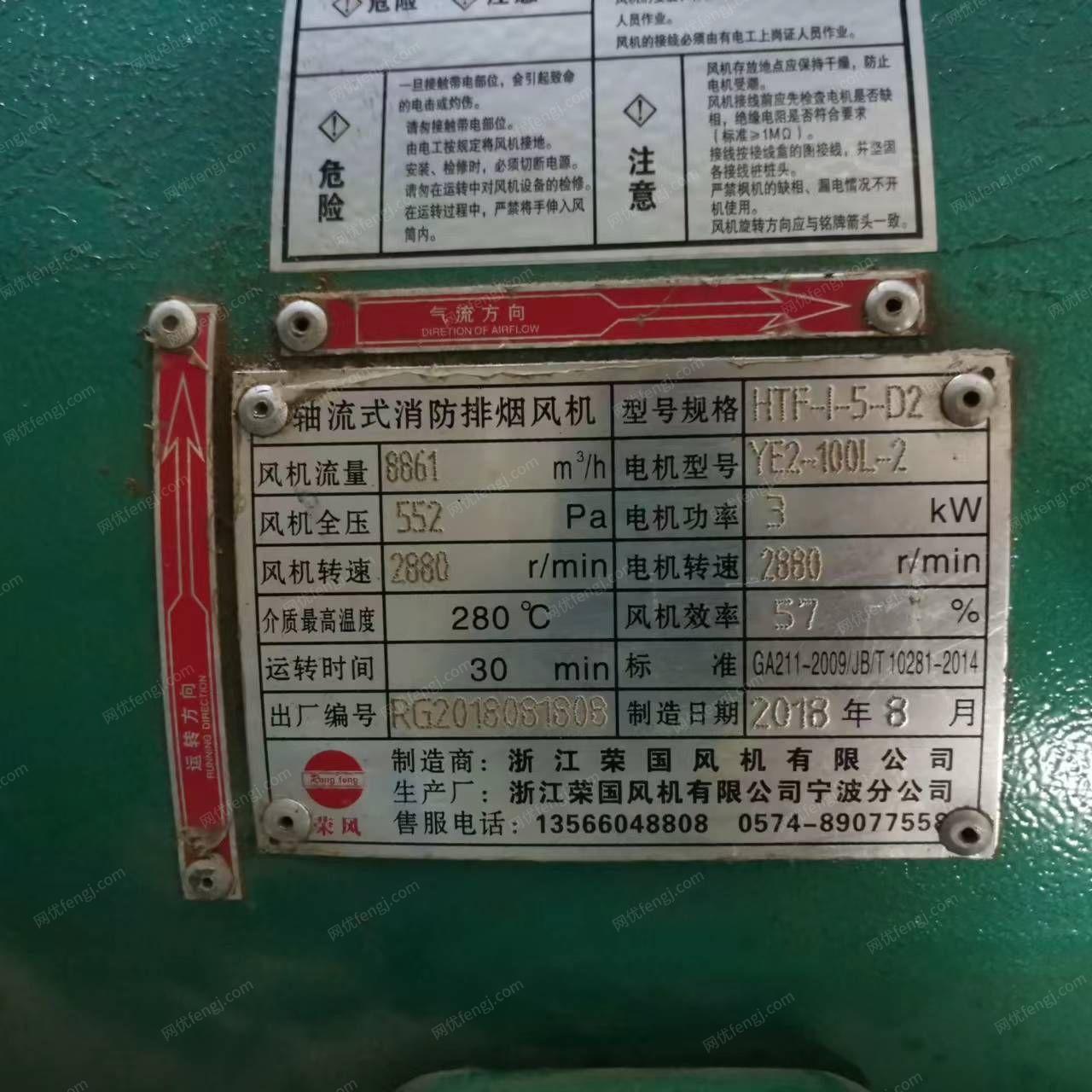 出售排烟机 2018产的，浙江宁波荣国牌，3/5.5KW俩种，没用过