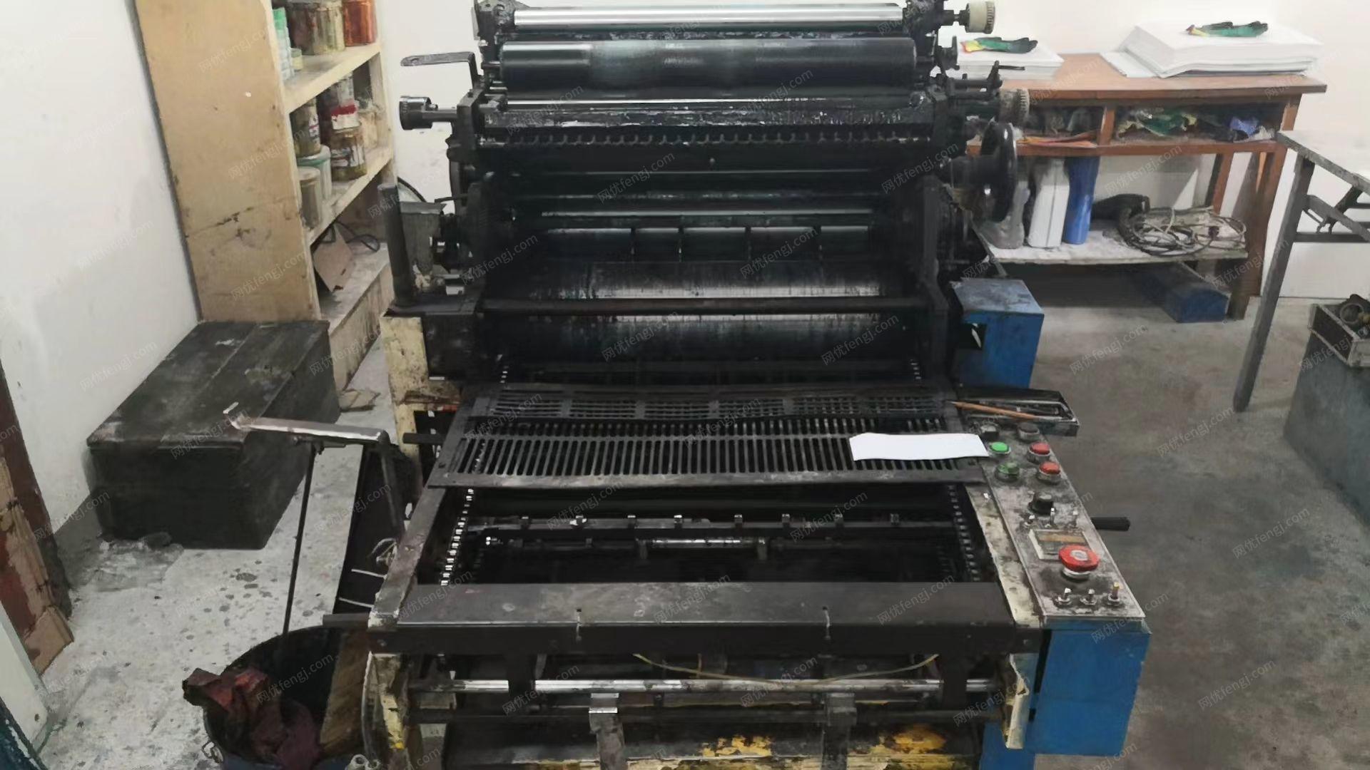 印刷厂处理山东单色4开印刷机,用了10年,加微信看图片报价,合适看货,有图片