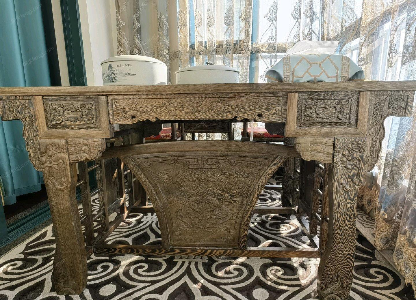 内蒙古包头鸡翅木茶桌长128×宽80×高70处理
