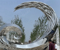 陕西广场不锈钢镜面月亮雕塑艺术景观圆环雕塑定制