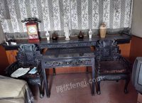 山东济宁出售老榆木家具（条几一个，方桌一个，椅子两把）