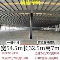 安徽舒城出售二手钢结构厂房：54.5*32.5*7，开间8米