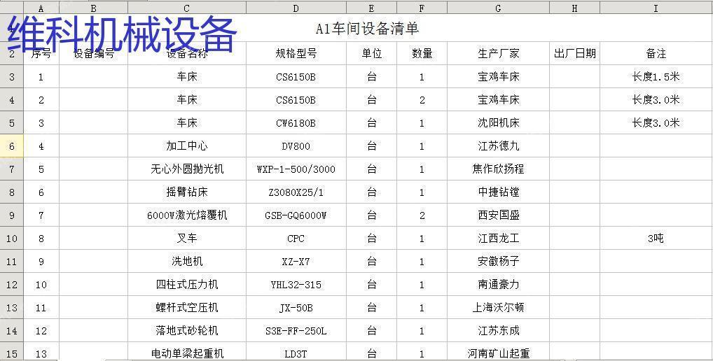 二手车床转让