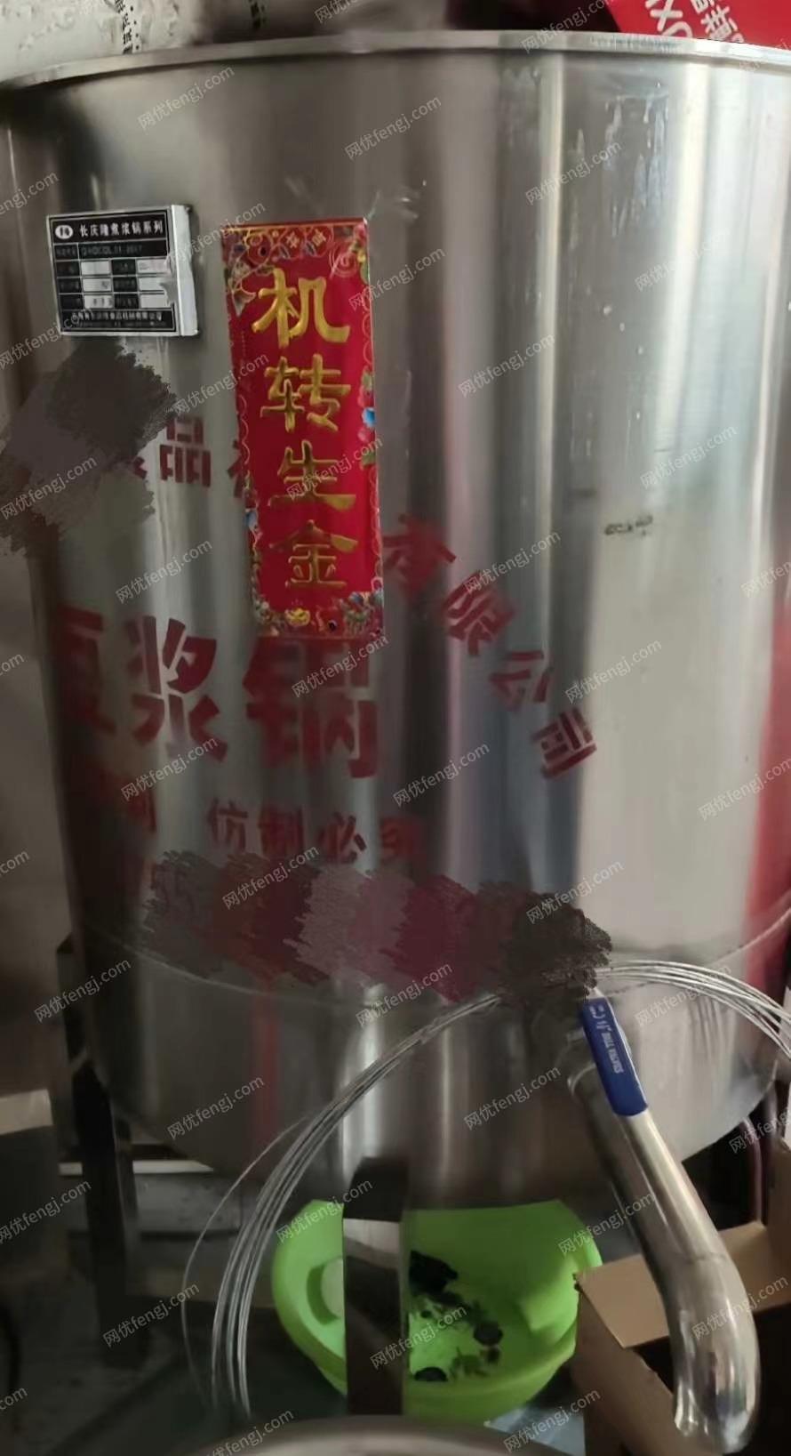 天津蓟州出售做豆腐全套设备，九五新（电磨，绞渣机，蒸汽锅炉，压型机）