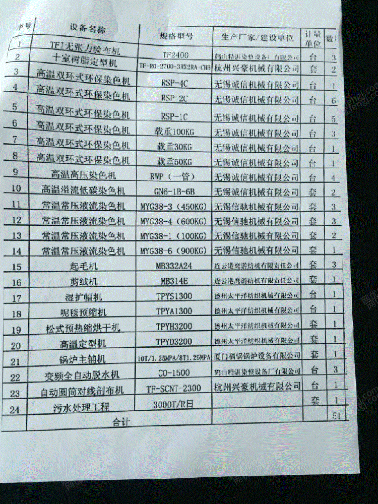 印染厂二手设备回收