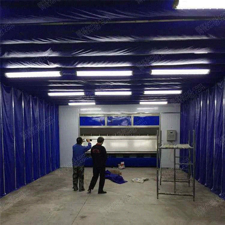 移动伸缩干式喷漆房水帘喷漆房 空气净化设备转让