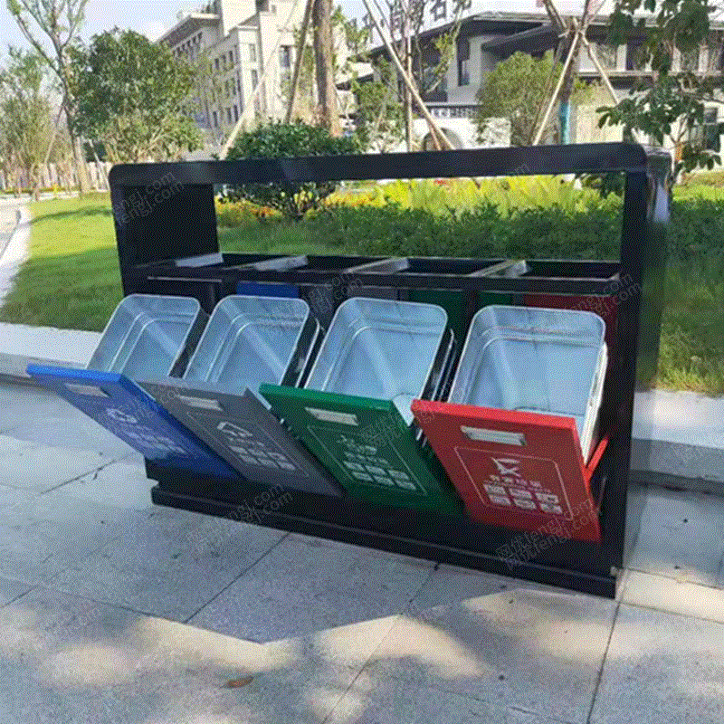 供应四分类垃圾桶 户外街道果皮箱 垃圾桶设备价格