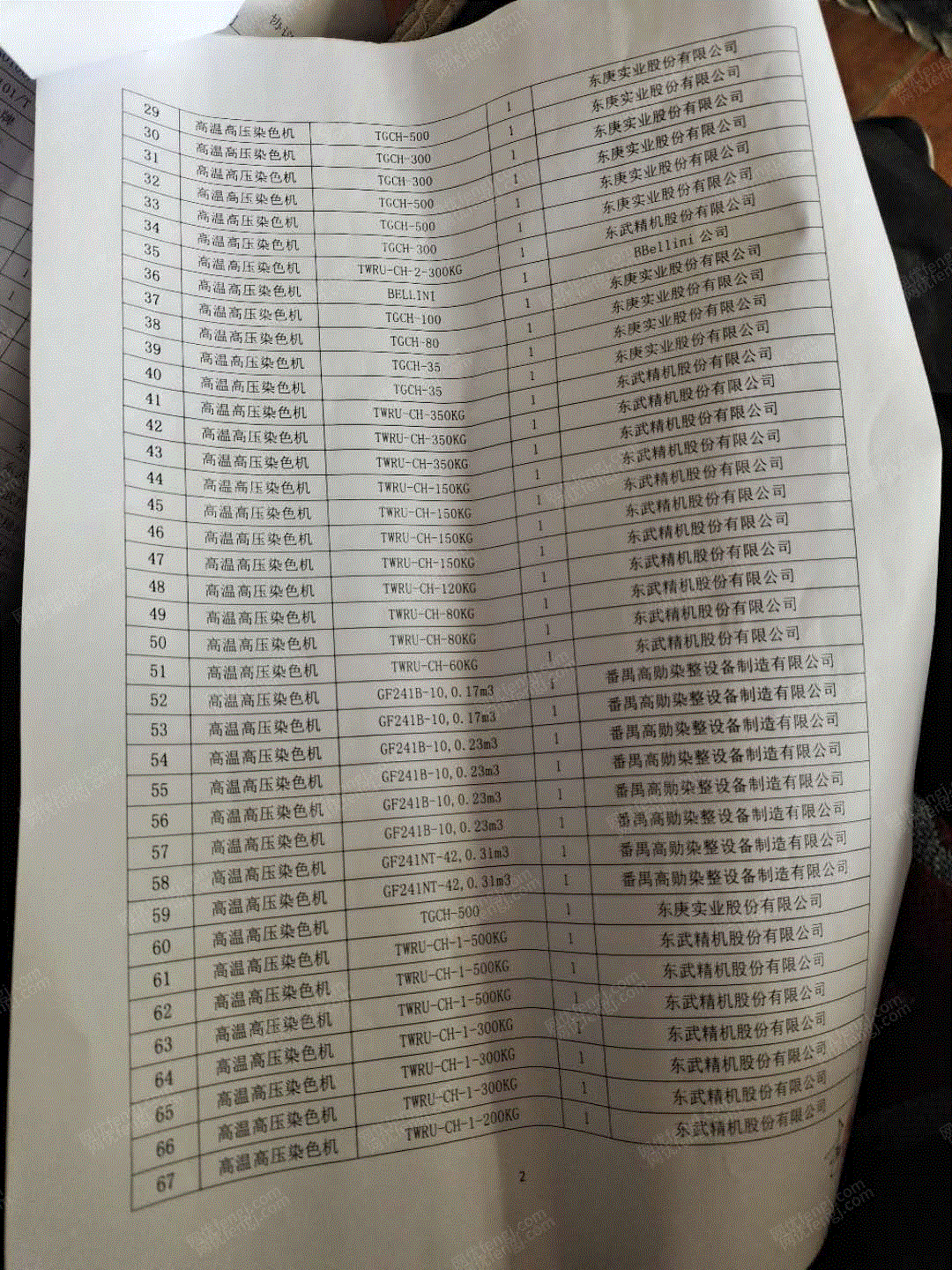 印染厂二手设备转让