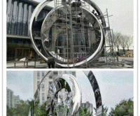 苏州主题街区旋转圆环雕塑水景灯光雕塑作品图