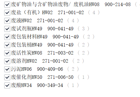HW02/06/08/49/50等危废处理．浙江台州，江西丰城两个公司都有，定期处理一次