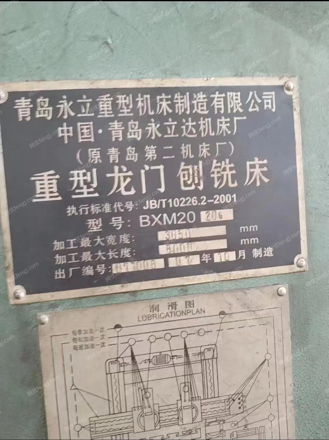 出售二手青岛永立BXM20重型龙门刨铣床一台