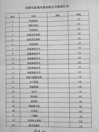 印染厂二手设备出售